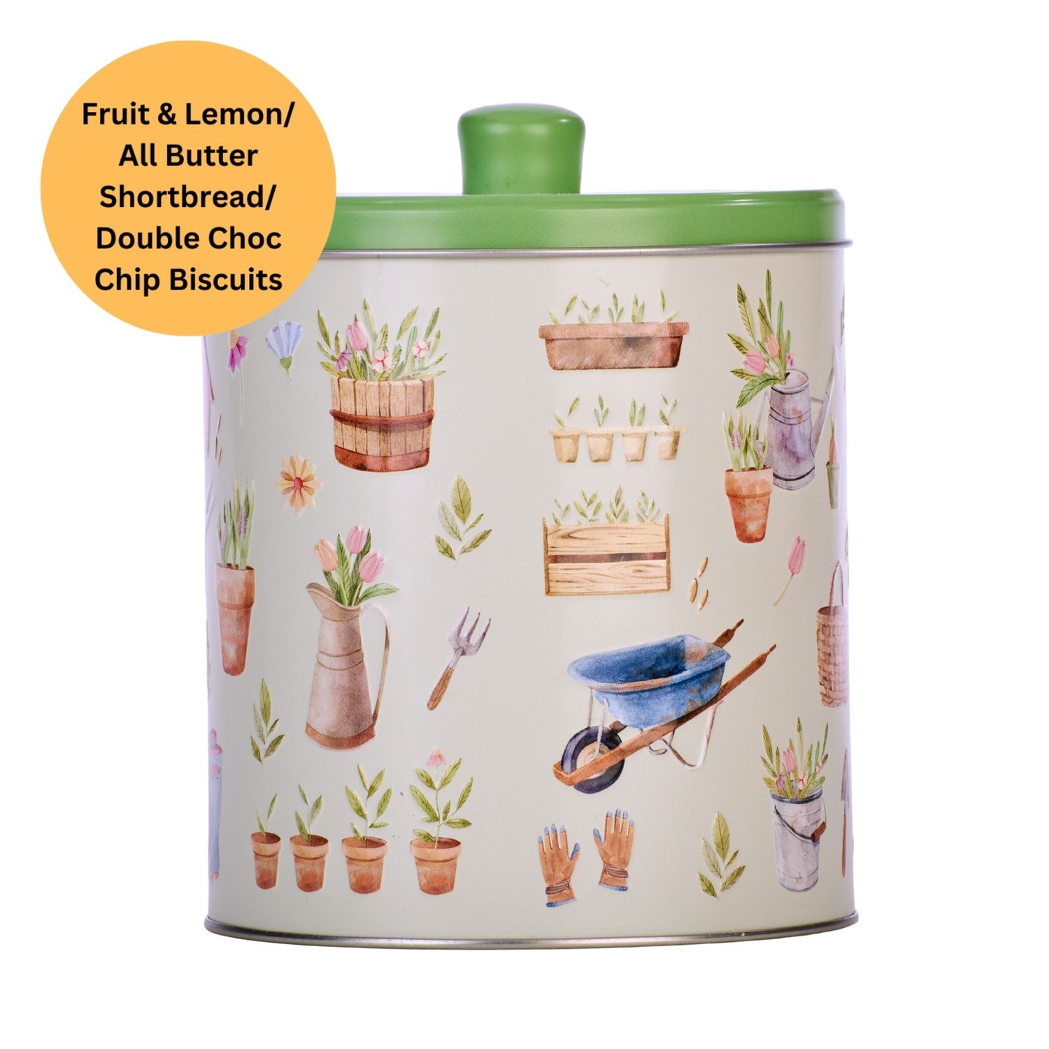 Grandma Wild&#39;s Round Biscuit Tin -300g, Name: Pottering Garden