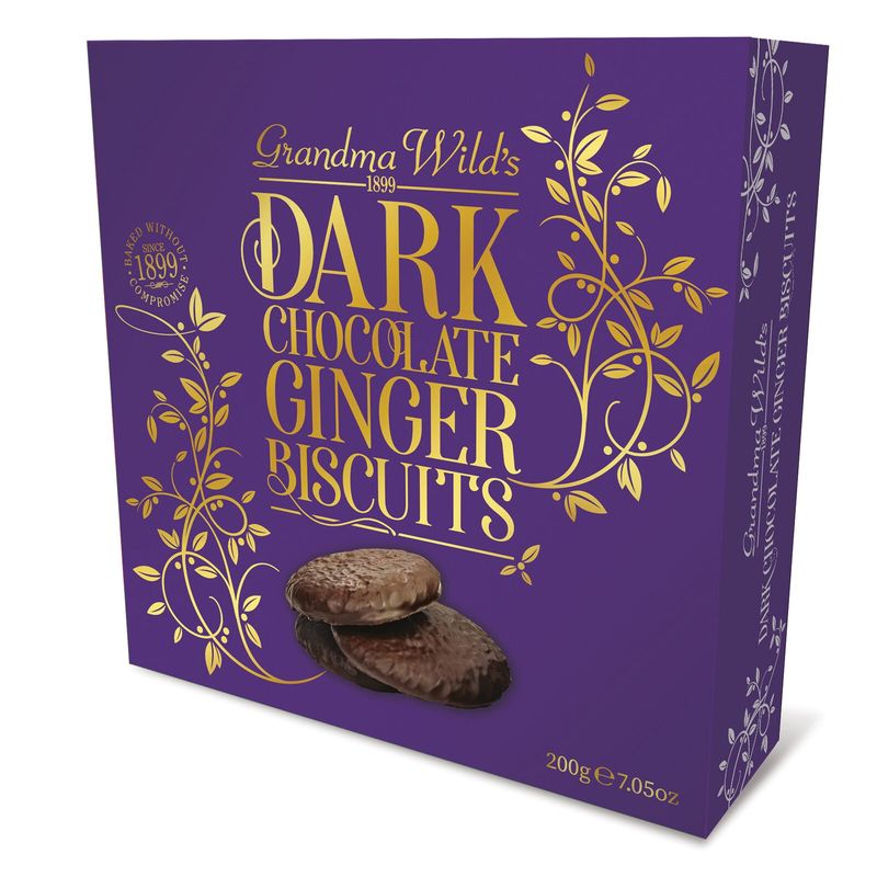 Grandma Wild&#39;s Dark Chocolate Ginger Gift Box Biscuits - 200g