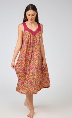 Nightwear - LACE V-Neck Sleeveless - Yellow Red Floral