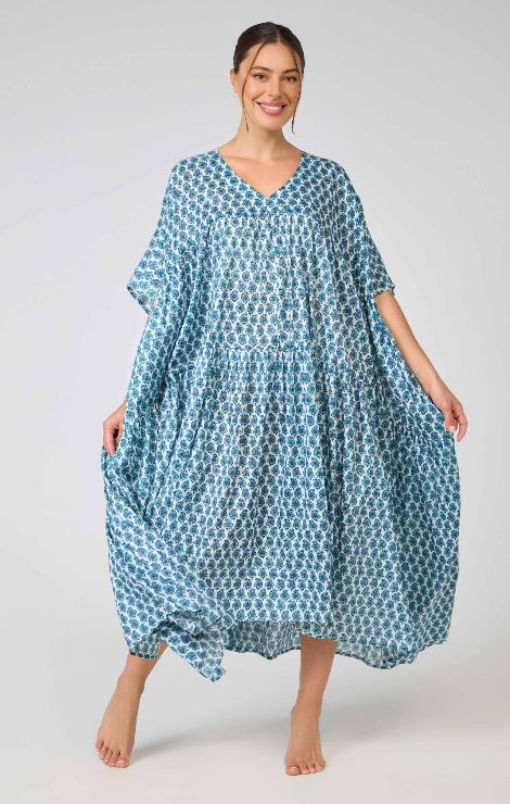 Dress - FreeSize - Blue Paisley