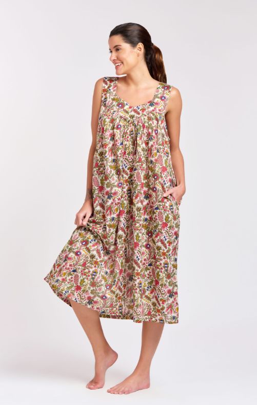 Dress - V-Neck Sleeveless - Native Floral, Size: XS