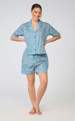 Nightwear - Pyjama Short Sleeve Set - Blue Paisley