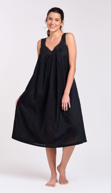 Dress - V-Neck Sleeveless - Cotton/Black