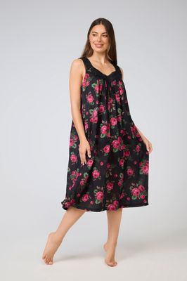 Nightwear - LACE V-Neck Black Pink Floral
