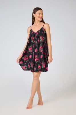 Dress - SHORT - Black Pink Floral