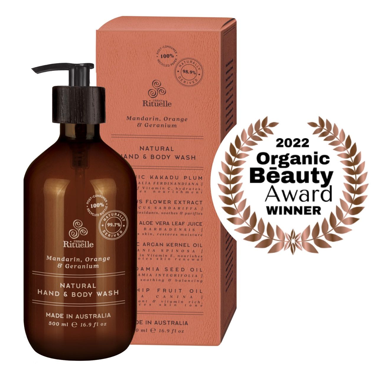 WASH Hand &amp; Body Organic Scented 500ml, Scent: Natural Remedy Mandarin Orange