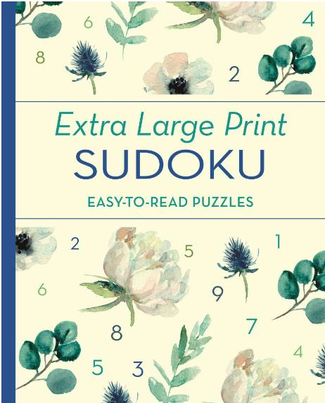 Book - Sudoku - Large Print, Colour: Blue Flowers