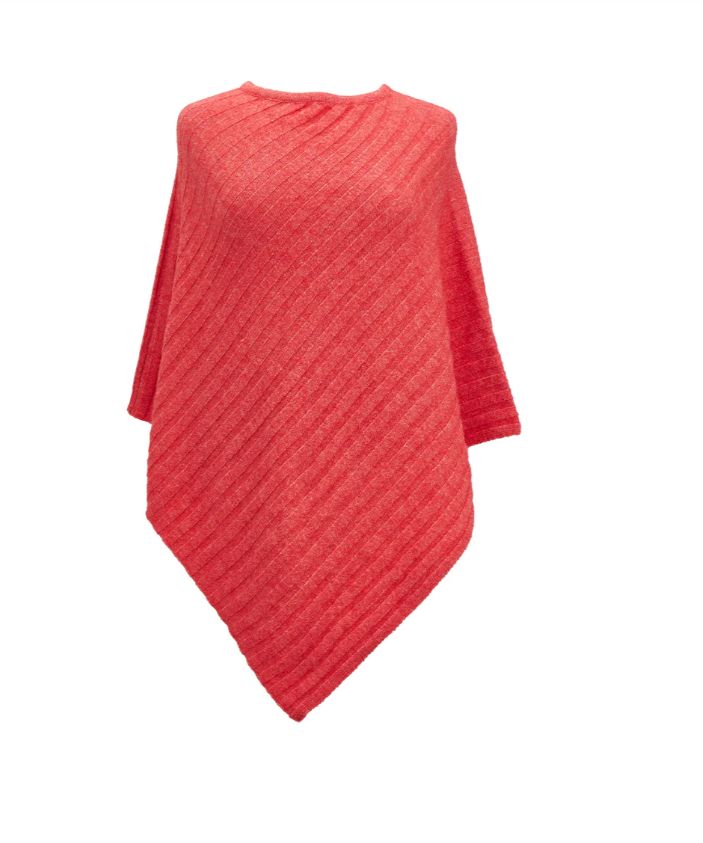 Knit Poncho, Colour: Melon