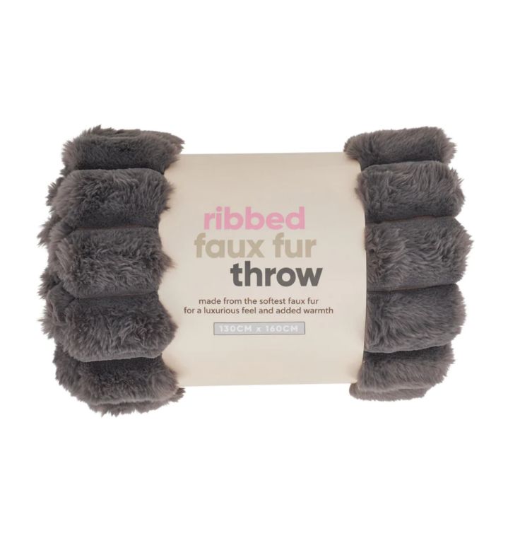 Throw - Ribbed Fur Luxe, Colour: Grey