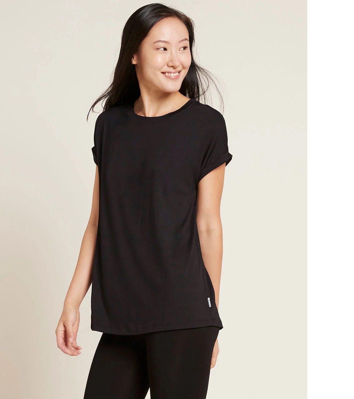 Downtime Lounge Top - Boody, Colour: Black, Size: XS
