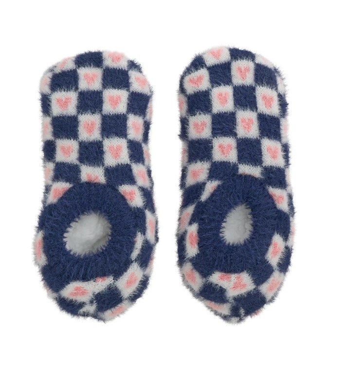 Bootie - Fuzzy Slipper, Pattern: Hearts