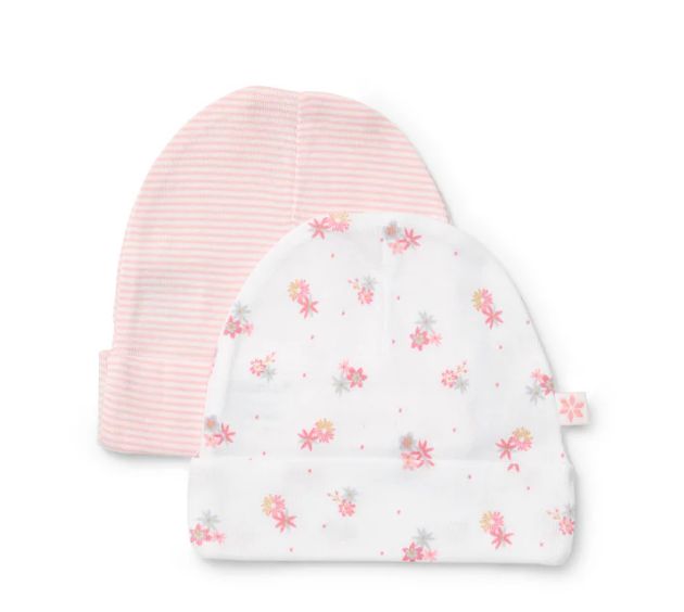 Beanie - 2pk Floral/Pink Stripe - Marquise, Colour: Floral/Stripe, Size: Medium