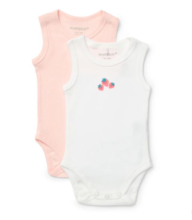 Bodysuit Sleeveless - 2pk Pink/White, Colour: Light Pink/White, Size: 0000