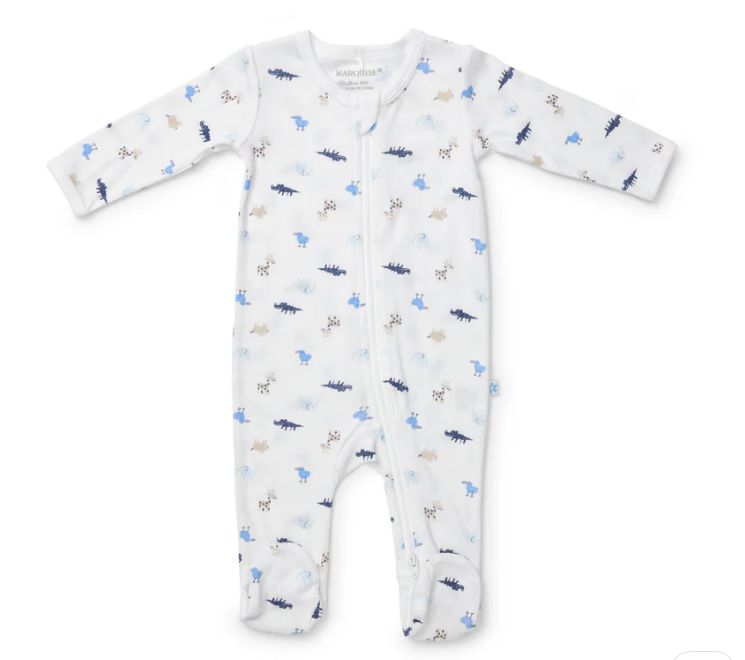 Zipsuit - Longsleeve Blue &amp; Navy Animal print - Marquise, Size: 0000