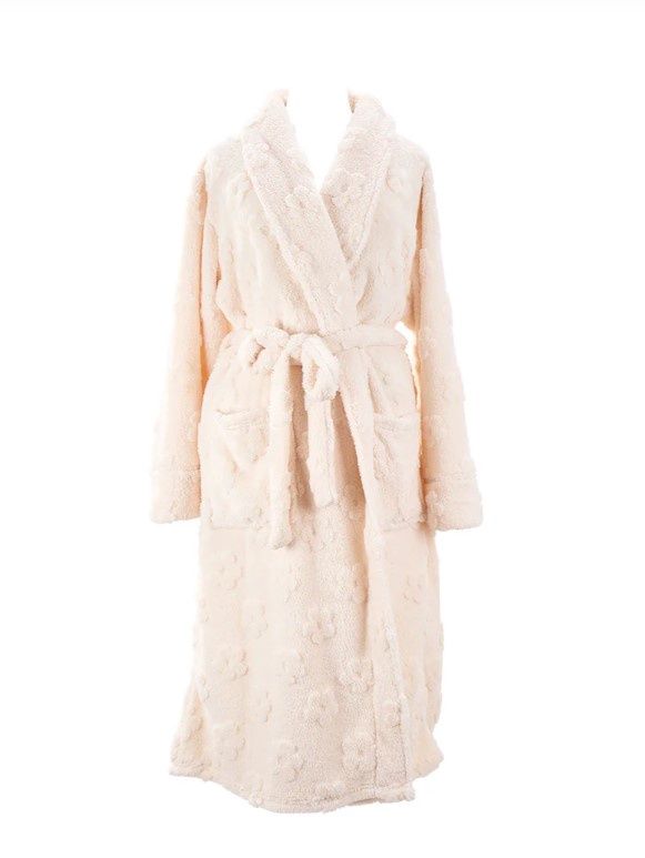 Bath Robe - Cosy Luxe Embossed Flower, Colour: Cream