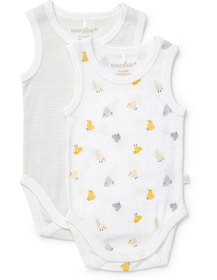Bodysuit Sleeveless - 2pk Chicks &amp; Stripe, Size: 0