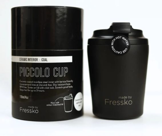 Reusable Cup Ceramic 4oz - Piccolo, Colour: Coal