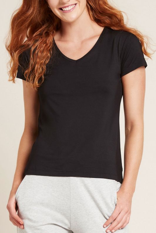 T-Shirt - Women's - V-Neck - Boody, Colour: Black, Size: XS