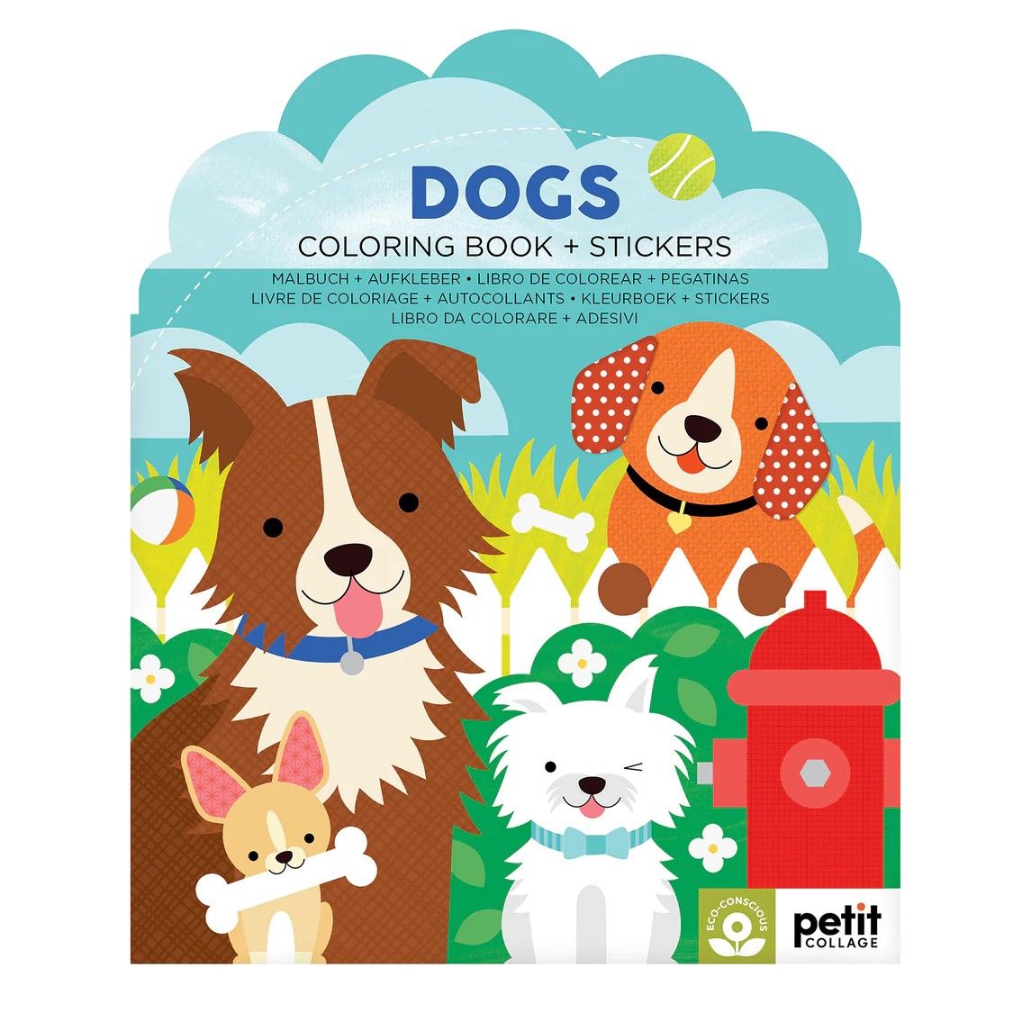 Petite Collage Colouring book with stickers - Assorted, Animal: Dogs