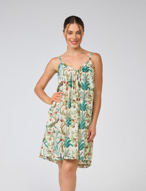 Dress - SHORT - Peacock Palm, Size: XS