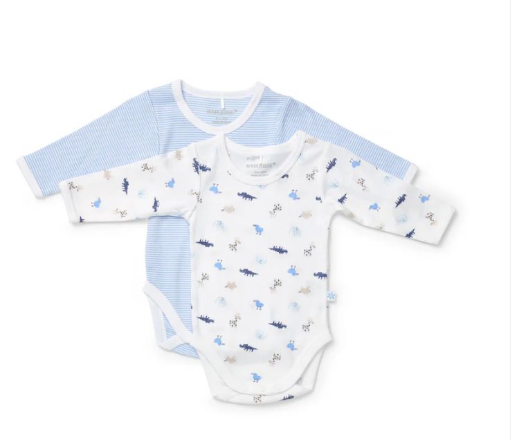 Bodysuit Longsleeve 2pk - Animals &amp; Stripes, Size: 000