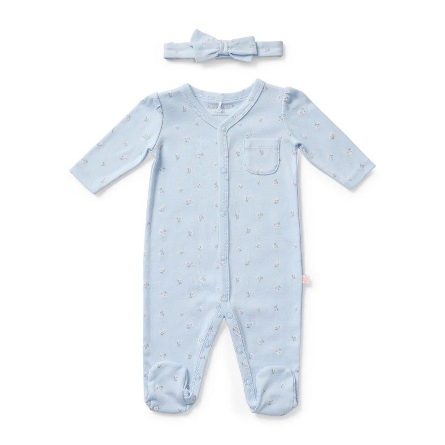 Studsuit and Headband set - Longsleeve Floral, Size: 000
