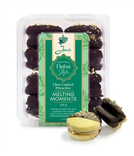 Biscuits - Jen's Dubai Choc Coated Pistachio Melting Moment