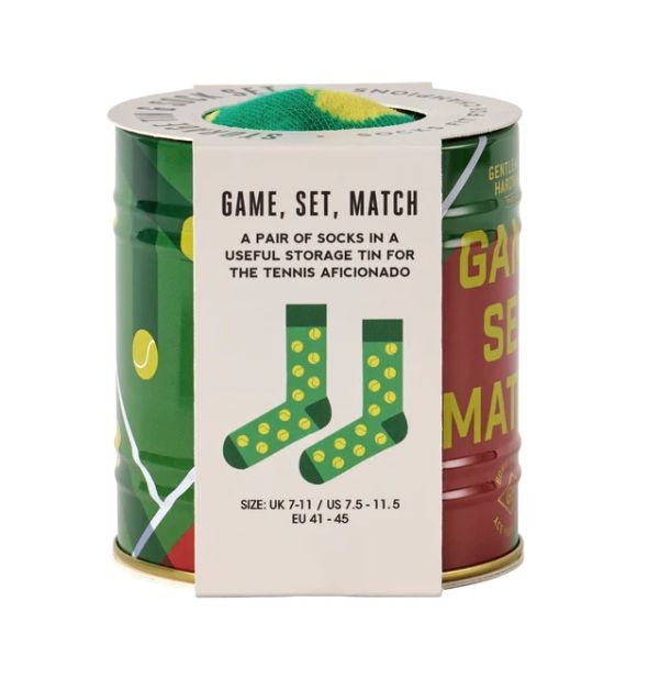 SOCKS - in a Can - 1 pair, Pattern: Tennis