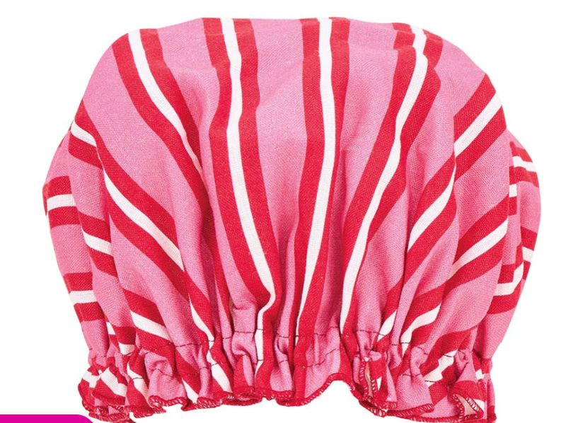 Shower Cap - Red Pink Stripe bath