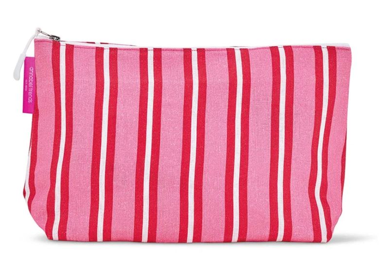 Cosmetic Bag - Red Pink Stripe Large