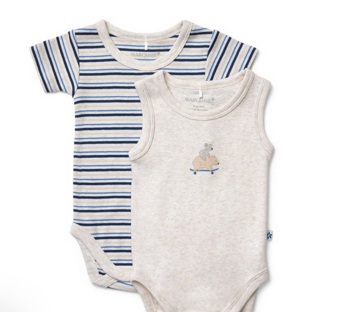 Bodysuit Sleeveless - 2 pk Oatmeal/Stripe (Koala/Wombat), Size: 0000