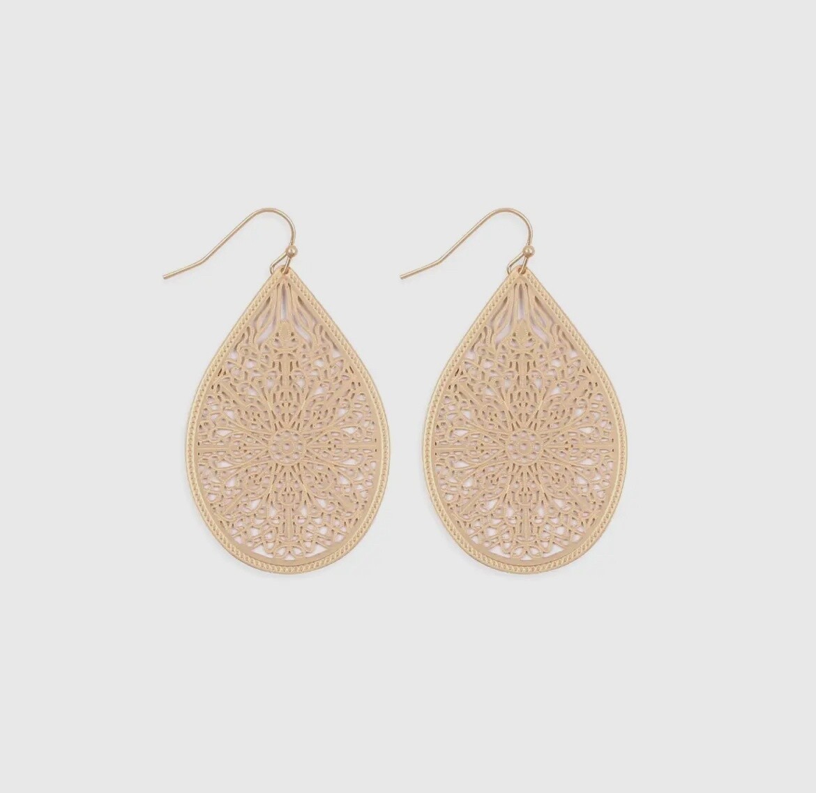 Filigree Teardrop Hook Earrings