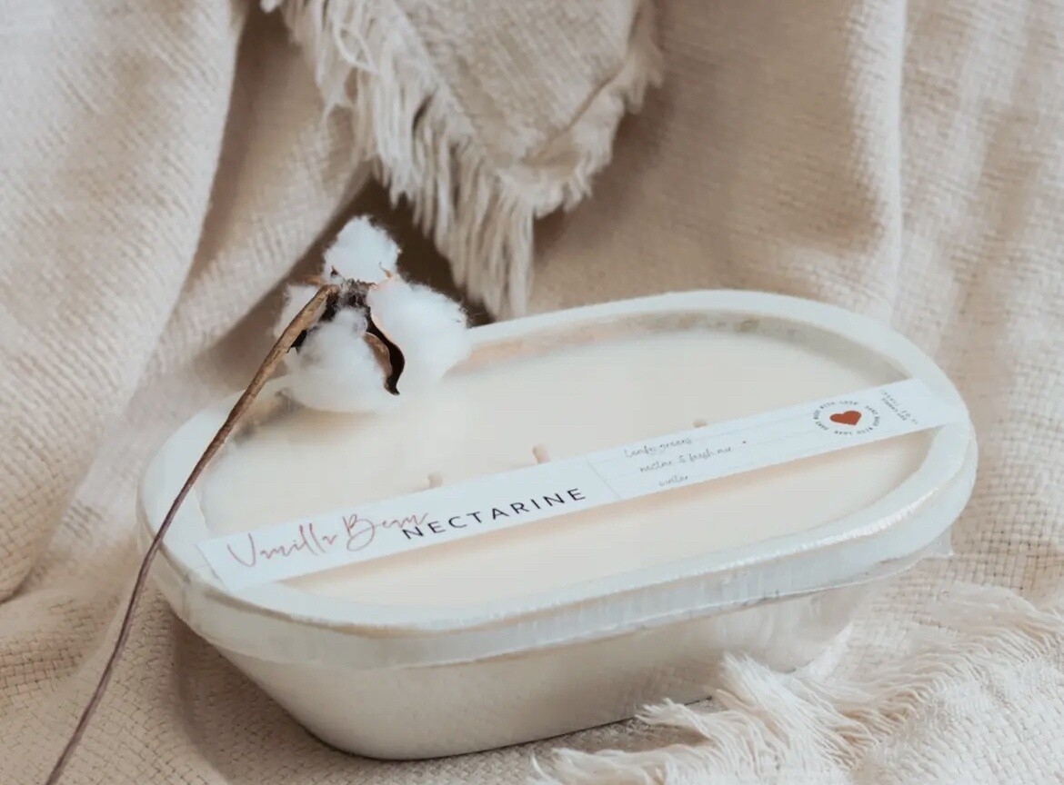 Distressed White, Spiced Cranberry Apple 3 Wick Bowl Candle