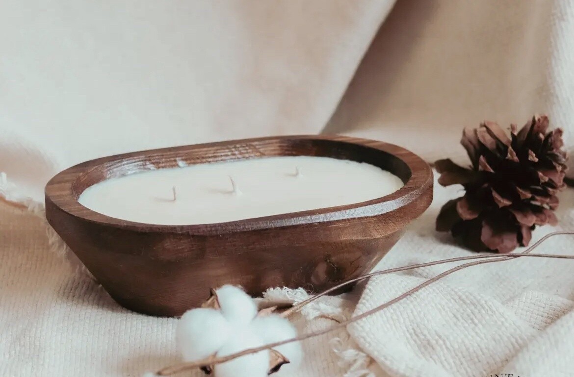 Natural Wood, Spiced Cranberry Apple 3 Wick Bowl Candle