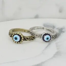 Antiqued Evil Eye Ring