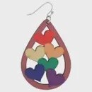 Natural Love Wood Rainbow Hearts Earrings