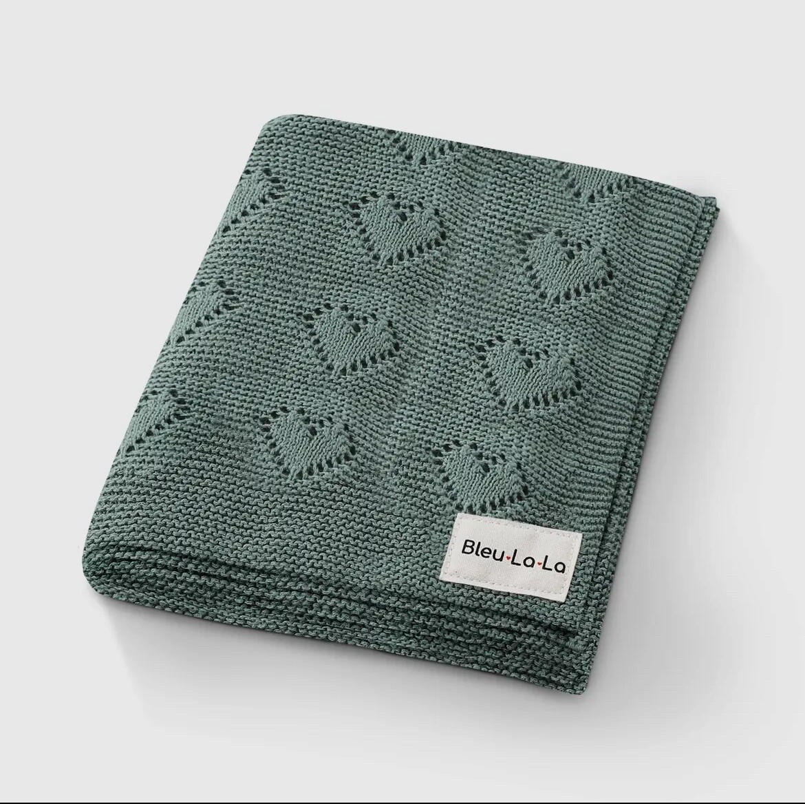 Baby Blanket Hearts, Colour: Sage