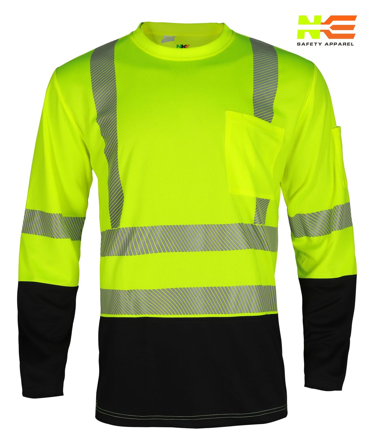 NKE HI-VIS Class 3 Black Bottom Long Sleeve T-Shirt