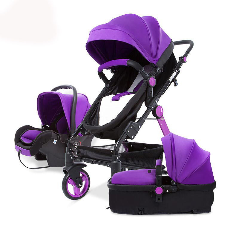luxury baby stroller 3 in 1 high landscape pram foldable pushchair & car seat