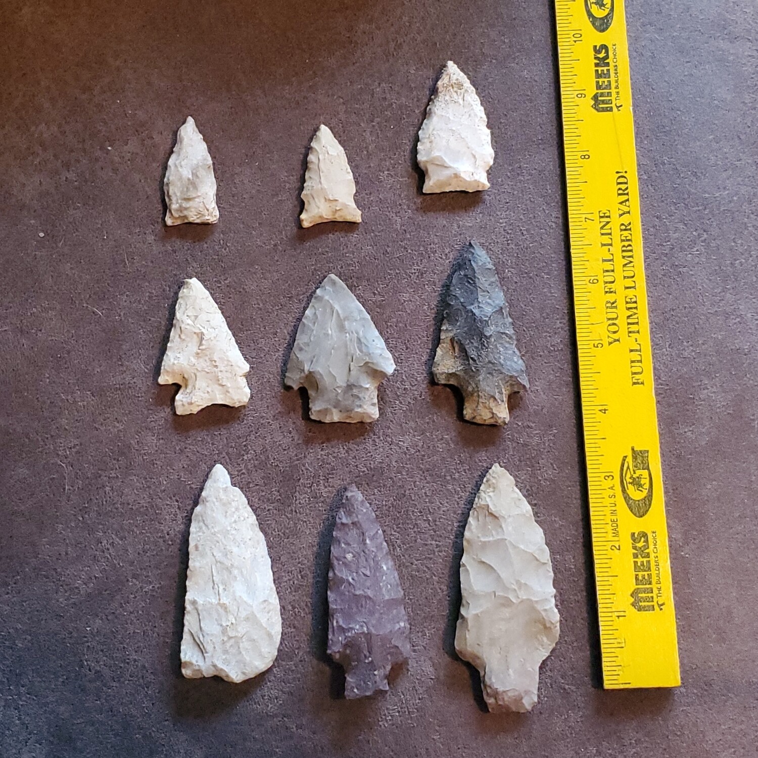 9 Missouri Archaic Arrowheads