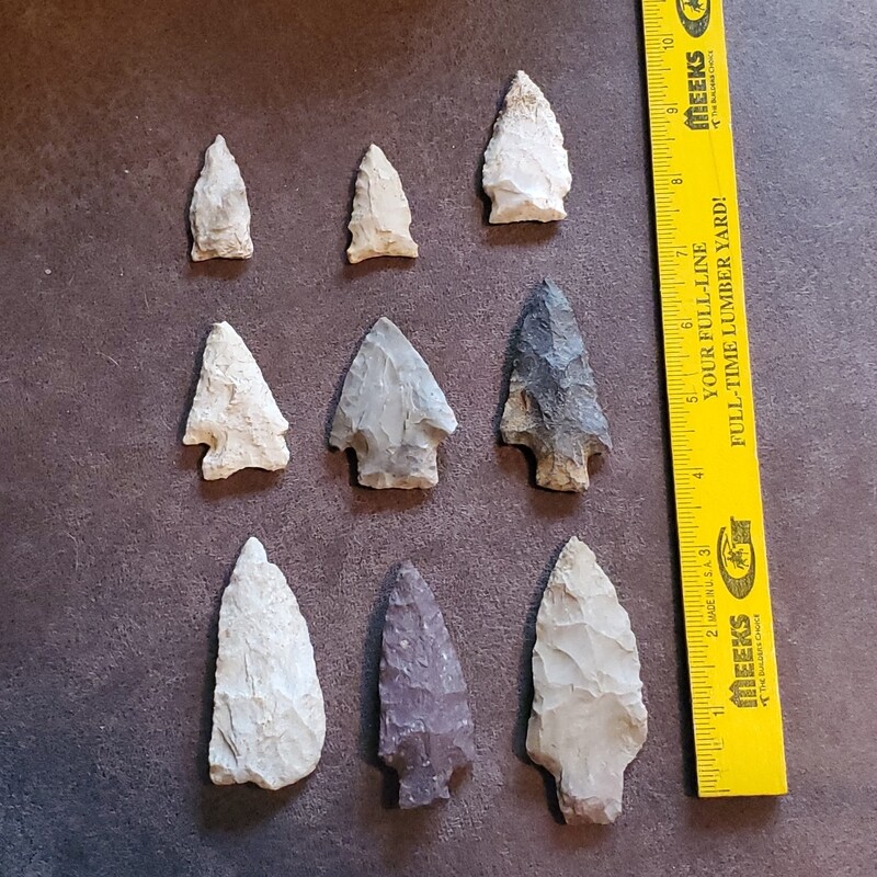 9 Missouri Archaic Arrowheads