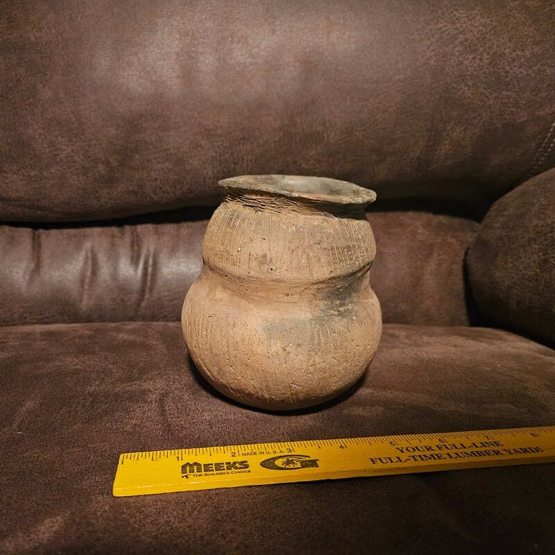 Mississippian Compound Bottle with Vertical Line Engraving