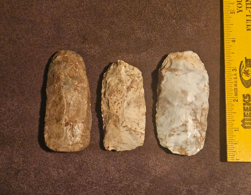 3 Archaic Flint Celts Adze Sedalia Phase Archaic Arrowhead Central Missouri
