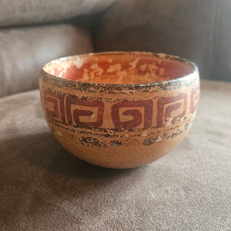 PreColumbian Mayan Polychrome Painted Bowl Guaranteed Authentic Solid