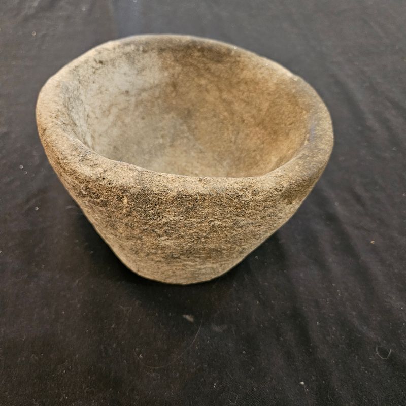 Prehistoric Native American Stone Bowl Mortar 7" × 5" California