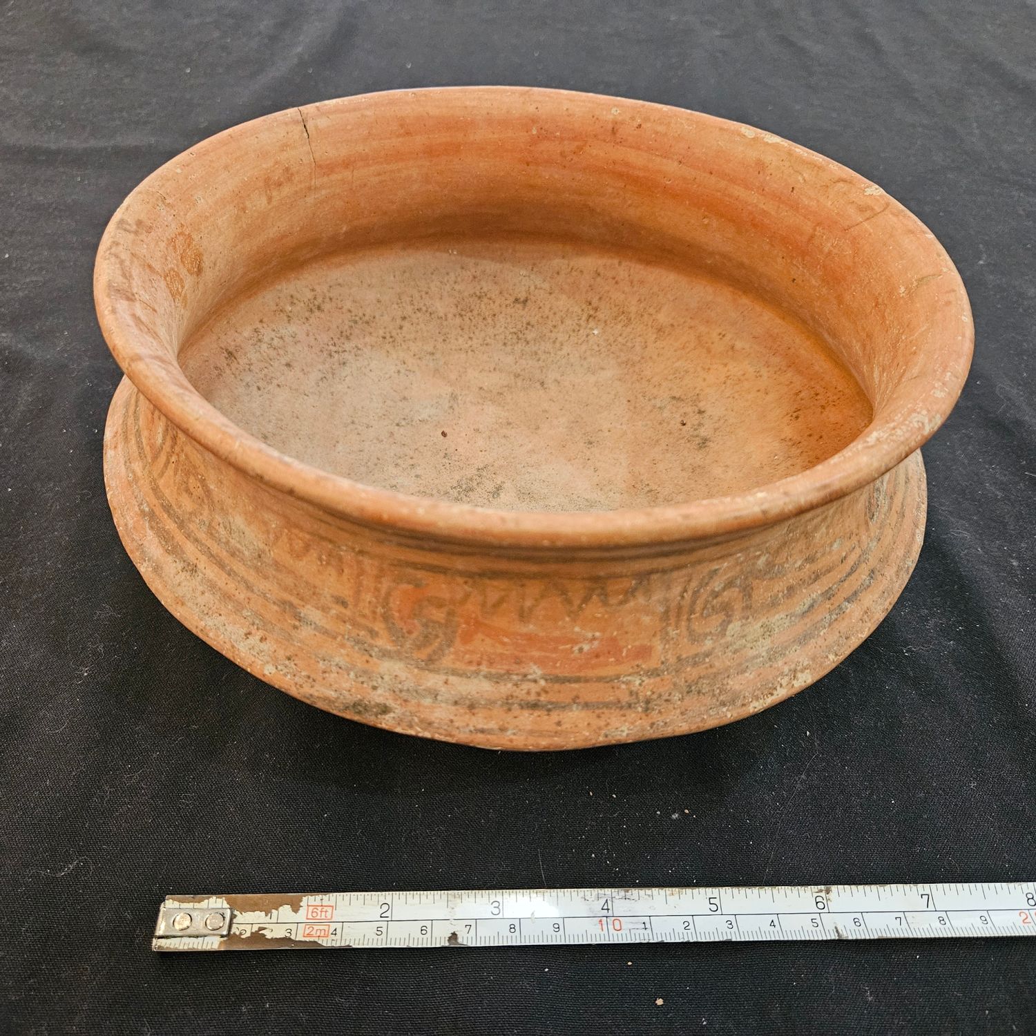 Pre-Columbian 8.5" Mayan Polychrome Painted Bowl Guaranteed Authentic Solid