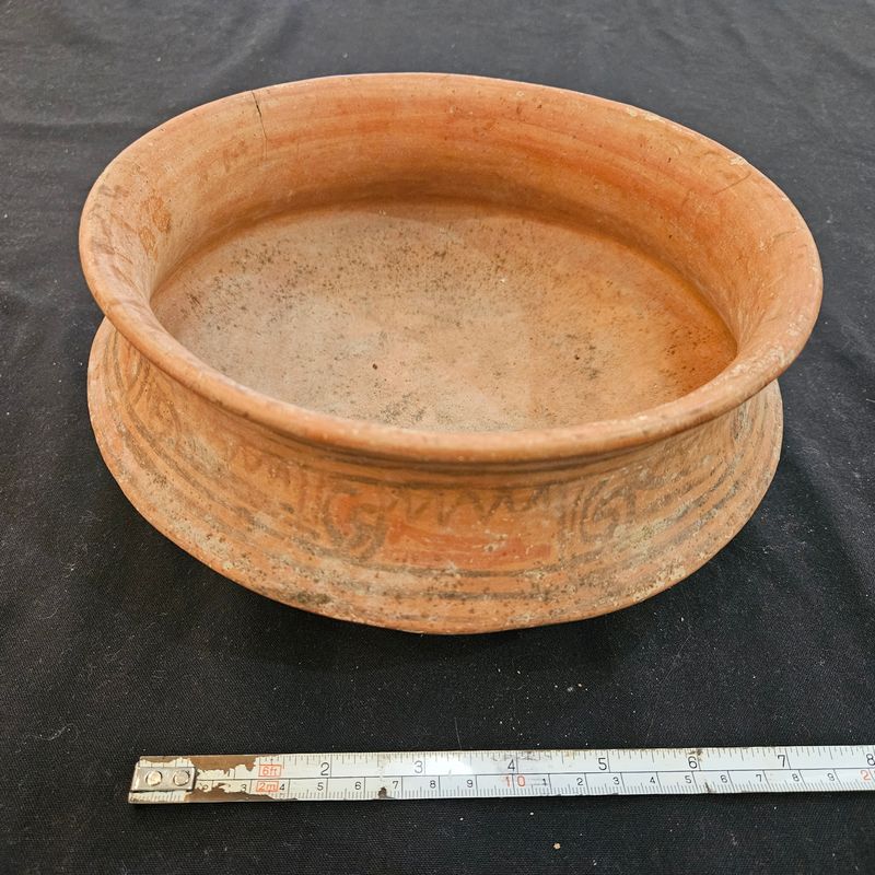Pre-Columbian 8.5" Mayan Polychrome Painted Bowl Guaranteed Authentic Solid