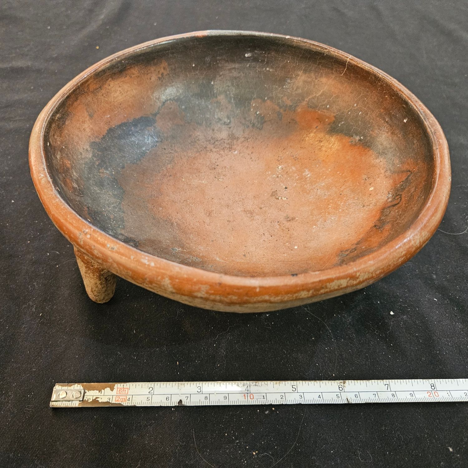 Pre-Columbian 9.75" Mayan Polychrome Painted Tripod Bowl Authentic