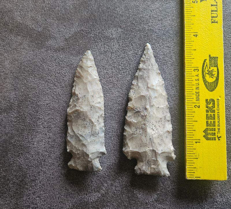 2 Archaic Etley Points Central Missouri Arrowheads 3-3/4"