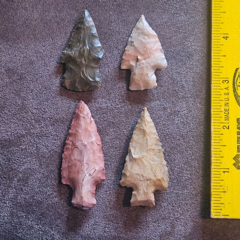 4 Corner Notch Arrowheads Central Missouri Points